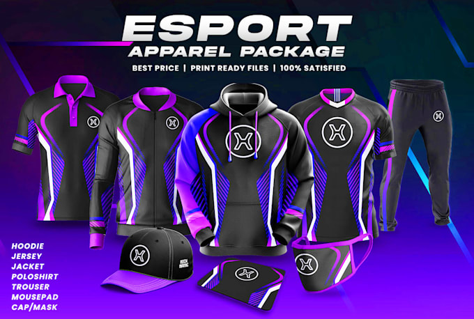design an esports jersey, hoodie, jacket package