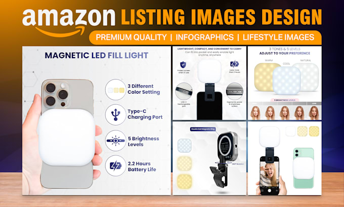 do amazon product photo editing, listing images and product infographic design