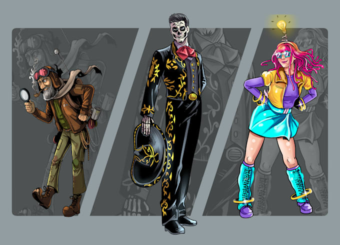 design and make an illustration of your comic character