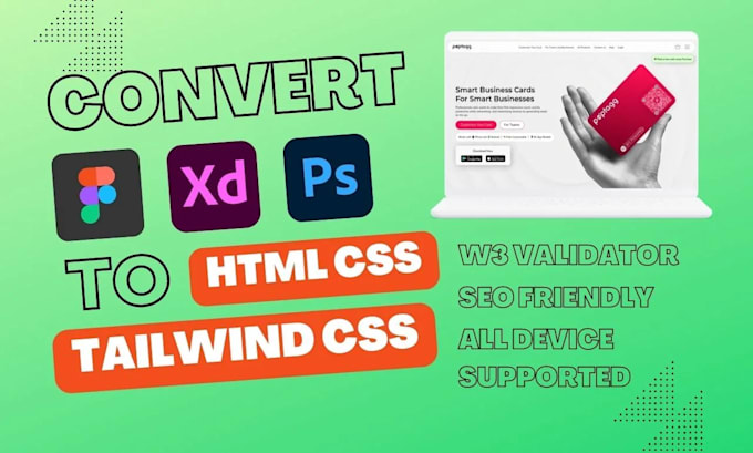convert figma to html css psd to html landing page