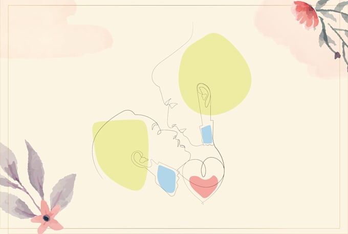 draw continuous watercolor one or single vector line art illustration