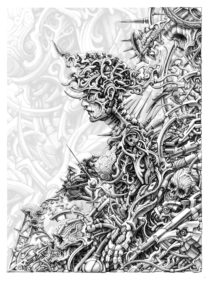make u a dark gothic styled blackwork tattoo design