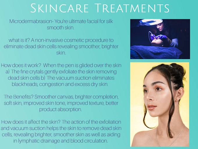Write skincare treatments description by Skincarebyfaiyy Fiverr