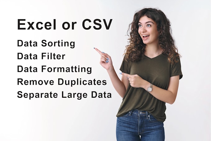 do ms excel or CSV data sorting, separate large data, remove duplicate