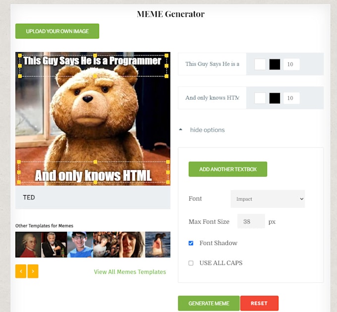 create a meme making website adsense and user friendly