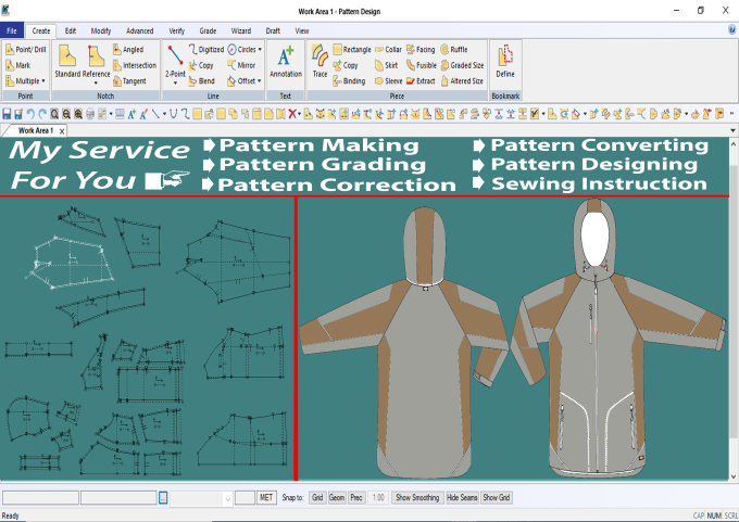 make clothing sewing pattern, do grading, editing and convert