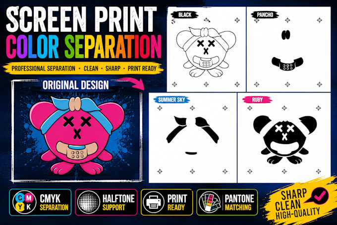 do screen print color separations cmyk halftone for apparel