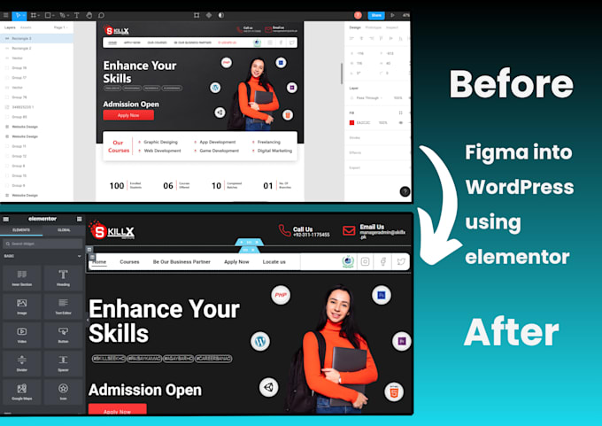 do website design and development figma to wordpress through elementor pro