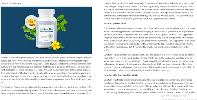 write SEO product description content and review article