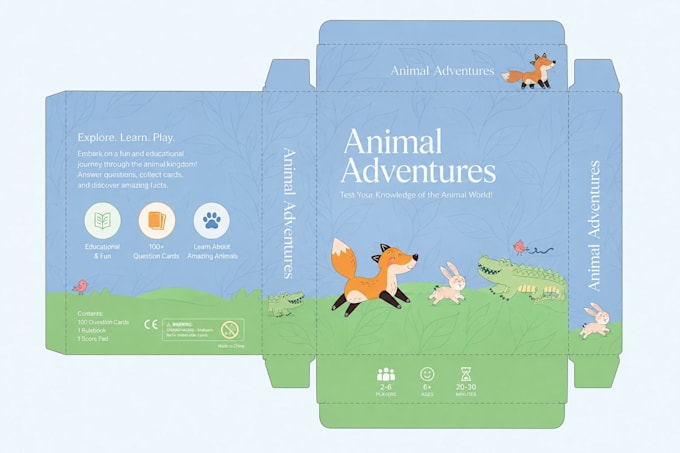create a board game design, box or card templates, character design