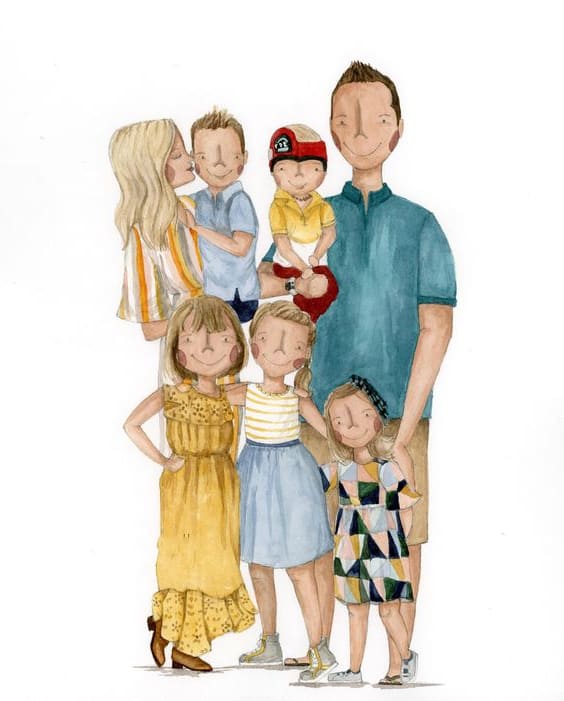 draw and drawing family portrait illustration
