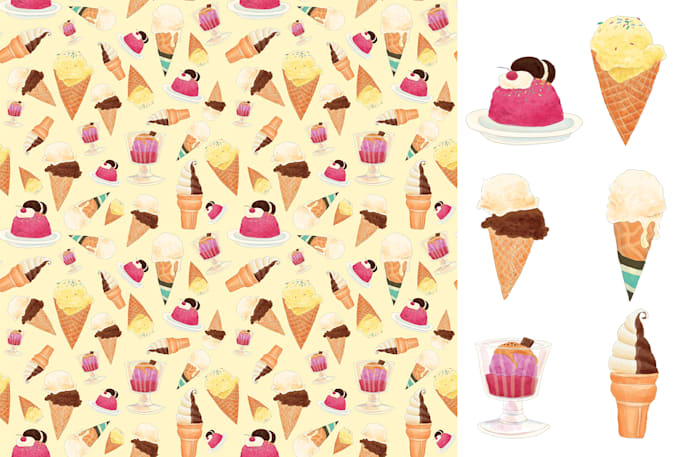 create a pattern in digital watercolor style