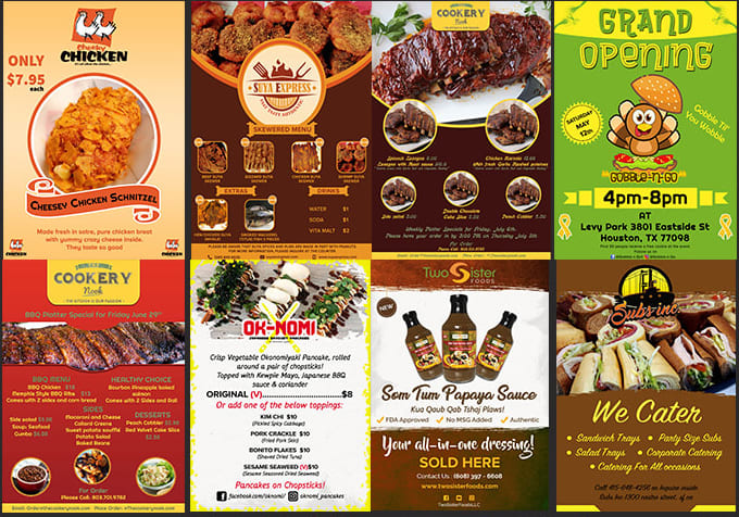 design food flyer, poster, or banners for restaurant in 5 hours