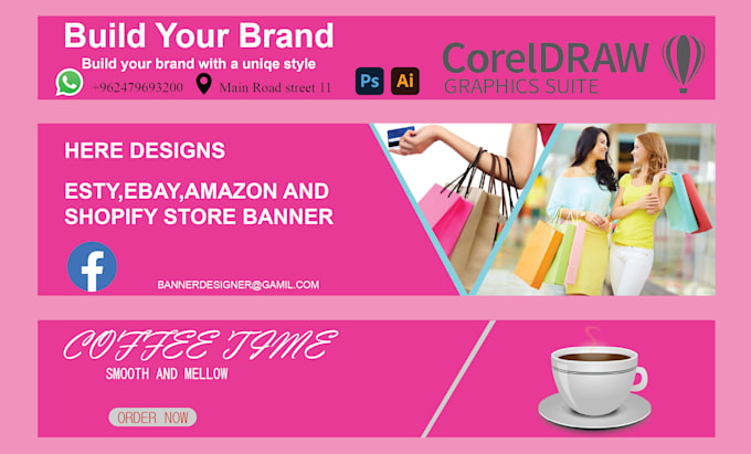 make shopify, amazon, ebay product label image and banners