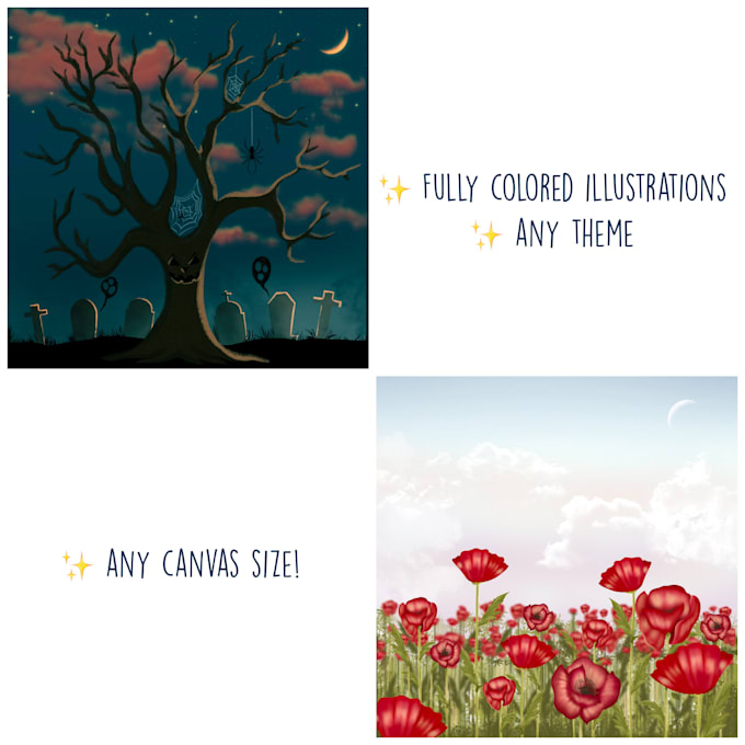 illustrate nature landscapes, sky, space backgrounds