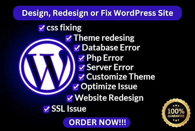 design, redesign, build, rebuild, clone, edit, fix or revamp wordpress website