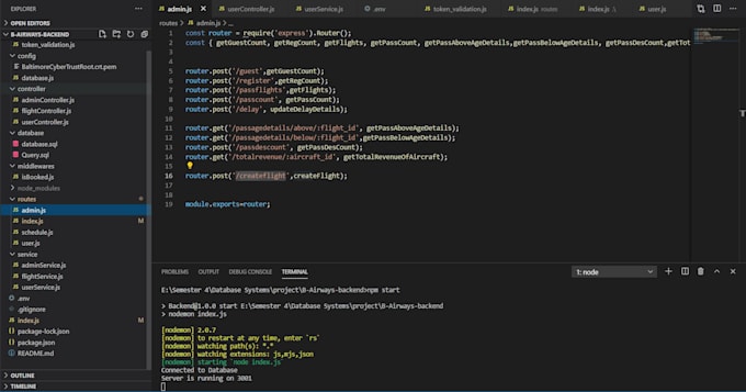 develop a rest API or backend service using nodejs or java