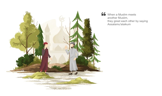 make islamic muslim illustration for children book and other