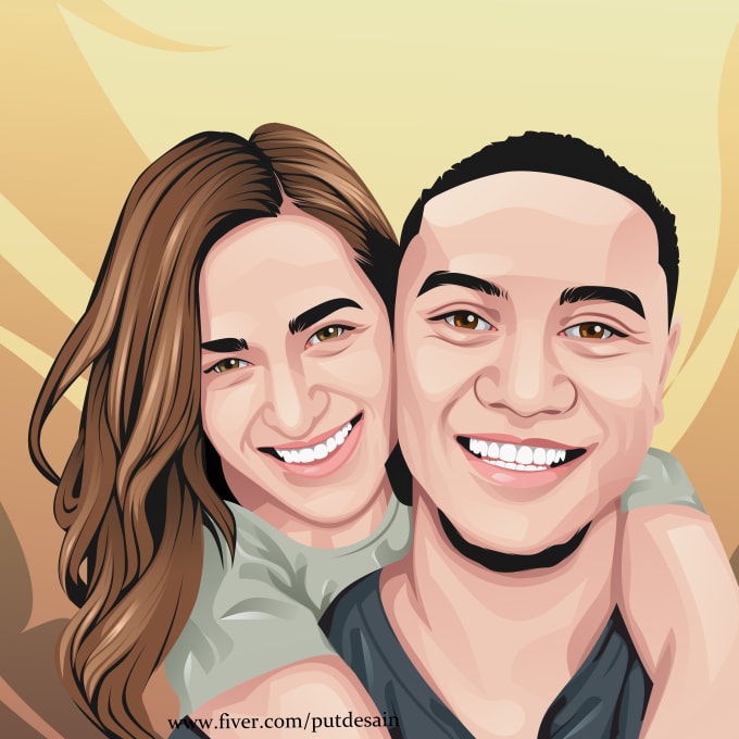 Draw couple portrait illustration from your photo in 1 days by ...