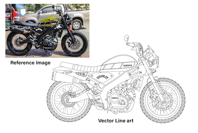 redraw black and white vector outline illustration line art image product sketch