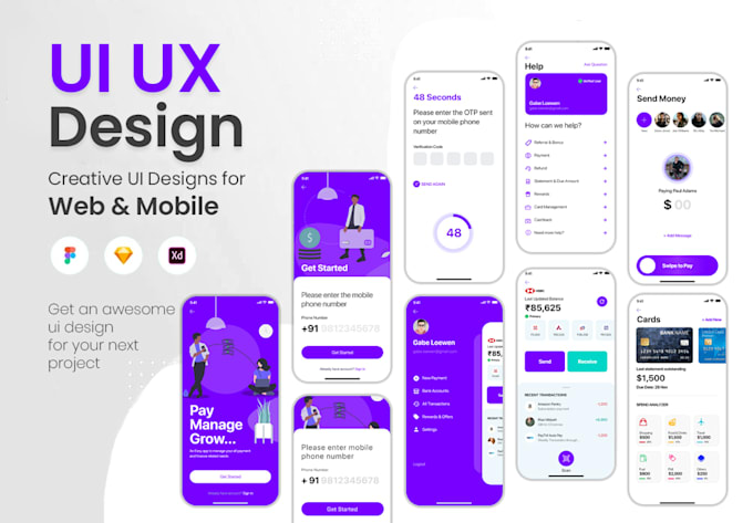 design ui ux, prototype or wireframe for mobile and web