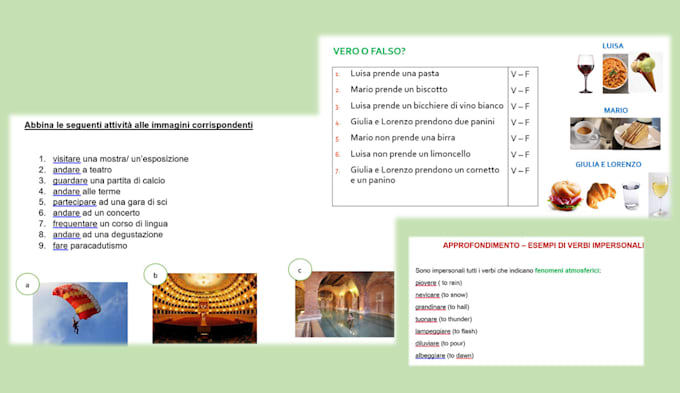 create top quality learning material to practice your italian