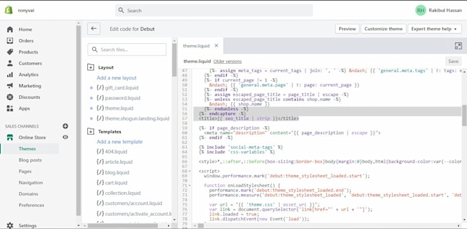 Fix your shopify bugs , html css and liquid code by Frrakib | Fiverr