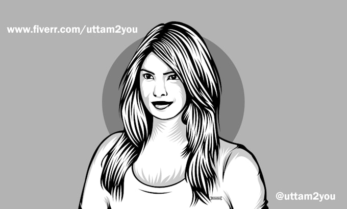 draw a black and white vector art portrait from your photo