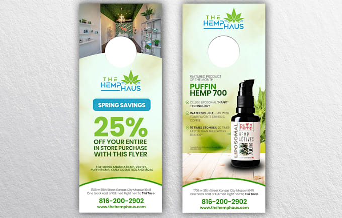 creative rack card, door hanger, cbd flyer, dl flyer design