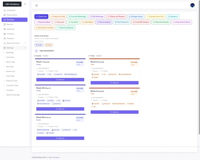set up hotel booking system with room tracking and billing