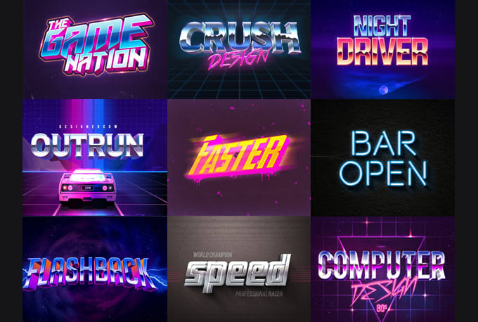 design vintage 80s synthwave retro style logo