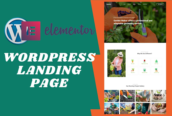 build a responsive elementor landing page or one page website design