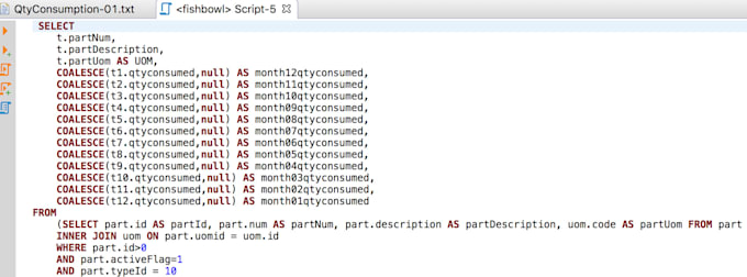 Write a sql query for fishbowl inventory database by Pbyanjankar | Fiverr
