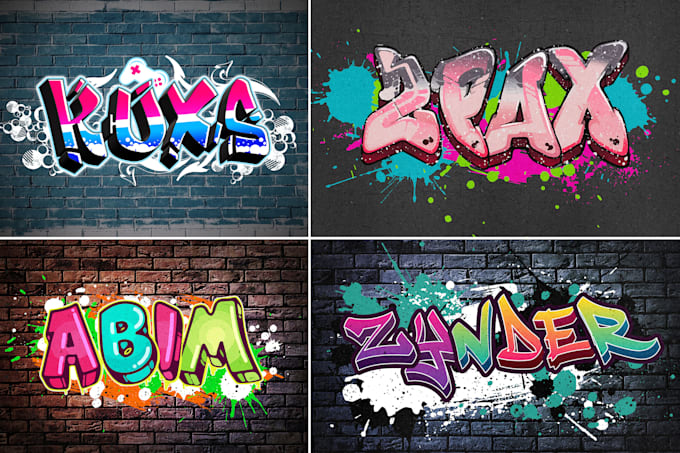 create vector graffiti text design for your logo