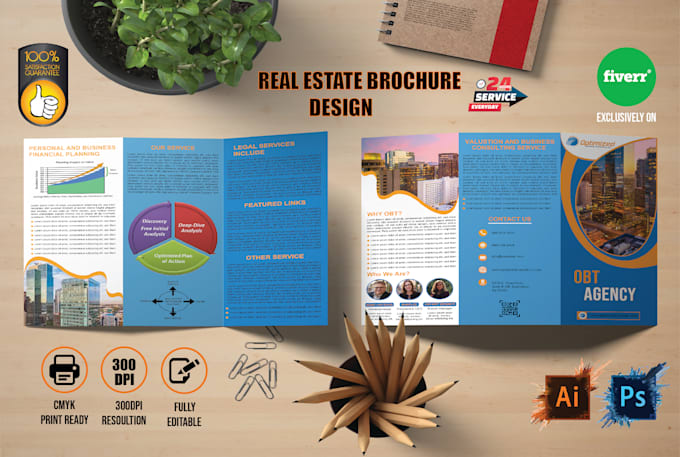 design awesome trifold or bifold brochure