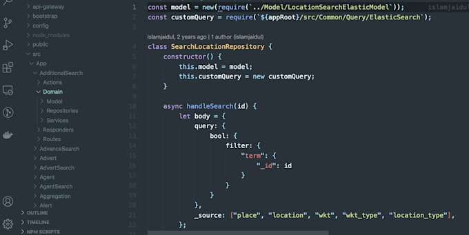 develop elasticsearch, logstash, nodejs, rest api