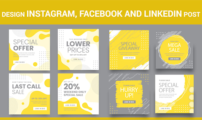 design instagram, facebook, linkedin posts and stories