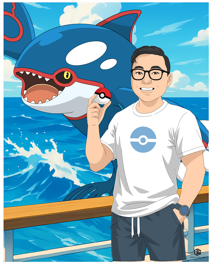 draw you with your pokemon team in amazing quality