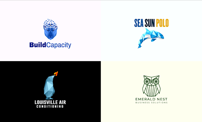do minimalist modern geometric, polygonal logo design with branding