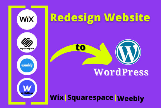 redesign wix, squarespace, weebly, webflow HTML to wordpress