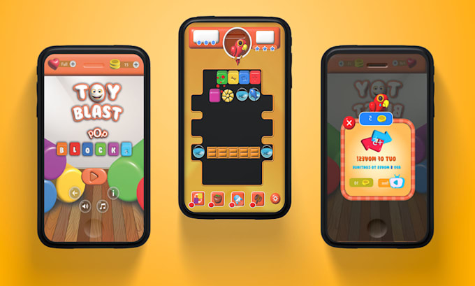 create mobile game UI and 2d game assets