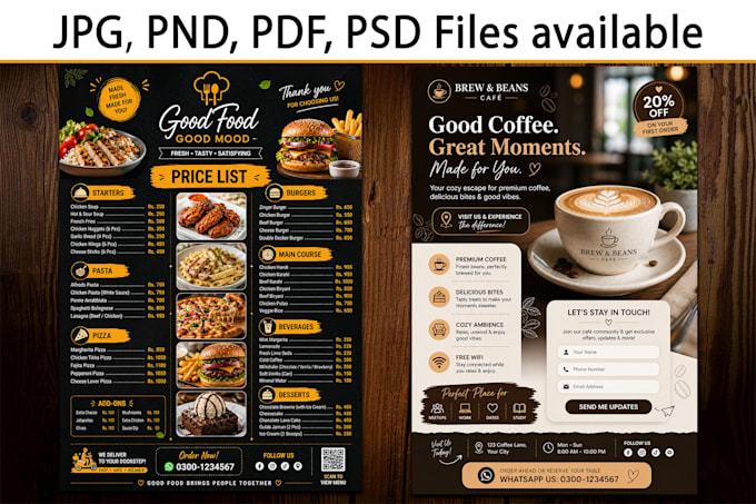 design modren restaurant food menu, brochure and price list