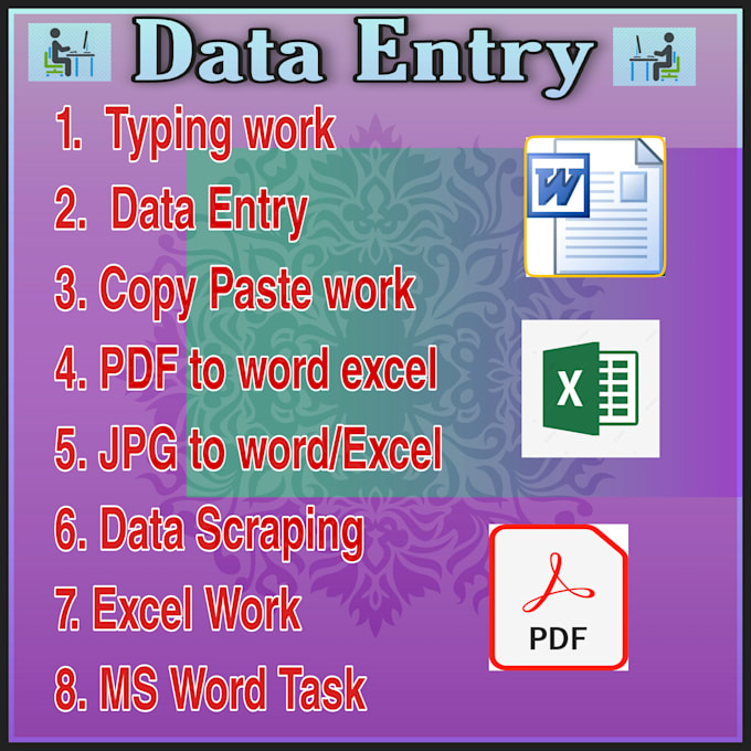 Convert form pdf to ms word excel data entry typing work by
