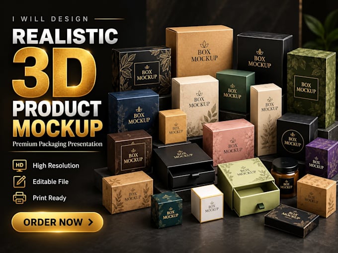design a realistic 3d product mockup