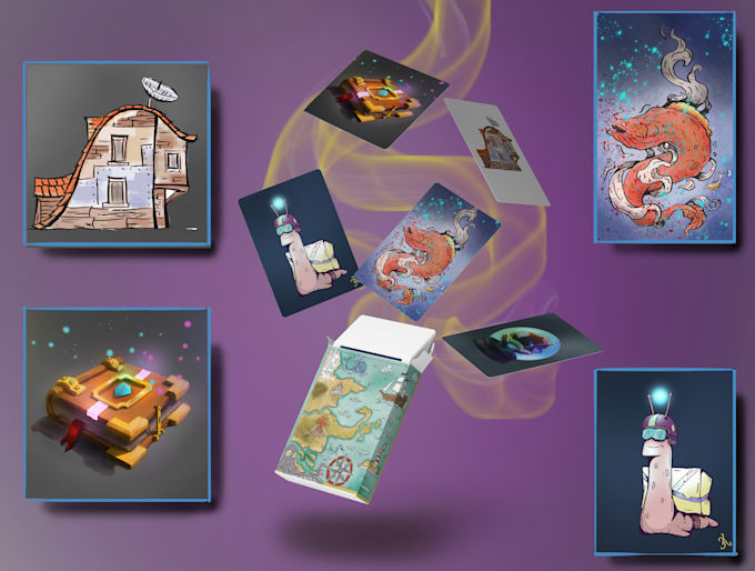 draw fantasy illustrations for board game cards