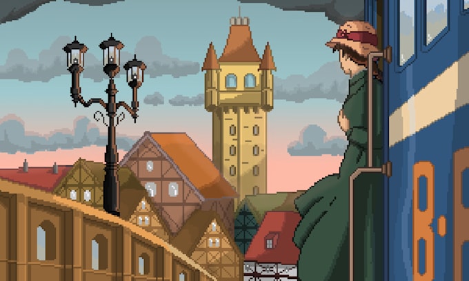 create a professional pixel art background, scenery, illustration
