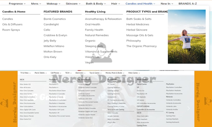 create a shopify navigation main menu mega menu and shopify store design