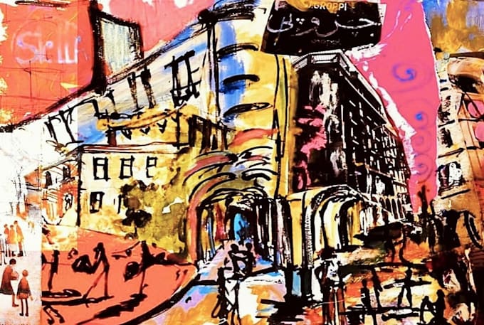 create hand painted collage art for album cover or poster