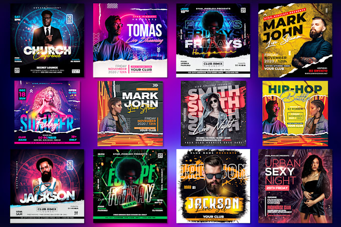 design nightclub, hip hop, church, club, music, dj event party flyer poster