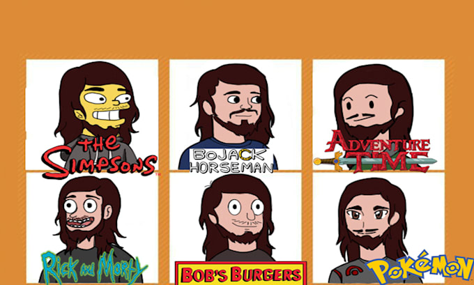 draw you in 6 different cartoon style